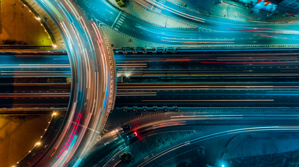 Expressway top view, Road traffic an important infrastructure